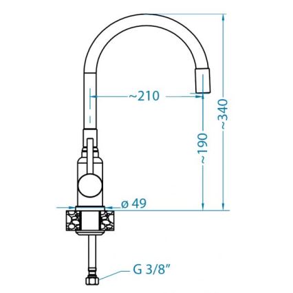 ALVEUS 1144428 - Drezová batéria s flexibilným ramienkom MINTAS 34 cm lesklý chróm/béžová