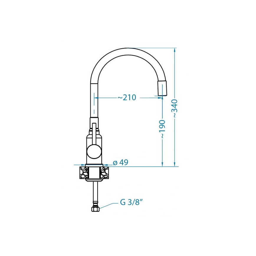 ALVEUS 1144428 - Drezová batéria s flexibilným ramienkom MINTAS 34 cm lesklý chróm/béžová