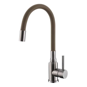 ALVEUS 1144428 - Drezová batéria s flexibilným ramienkom MINTAS 34 cm lesklý chróm/béžová