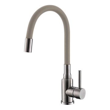 ALVEUS 1144429 - Drezová batéria s flexibilným ramienkom MINTAS 34 cm kefovaná oceľ/béžová