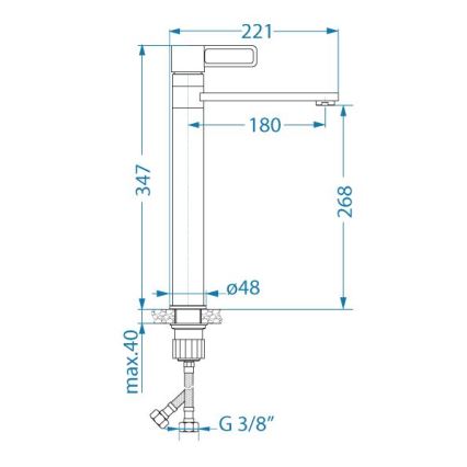 ALVEUS 1150752 - Drezová batéria MAYA 34,7 cm lesklý chróm