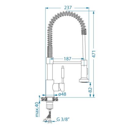 ALVEUS 1150886 - Drezová batéria s flexibilným ramienkom so sprškou URBAN 47,1 cm satén