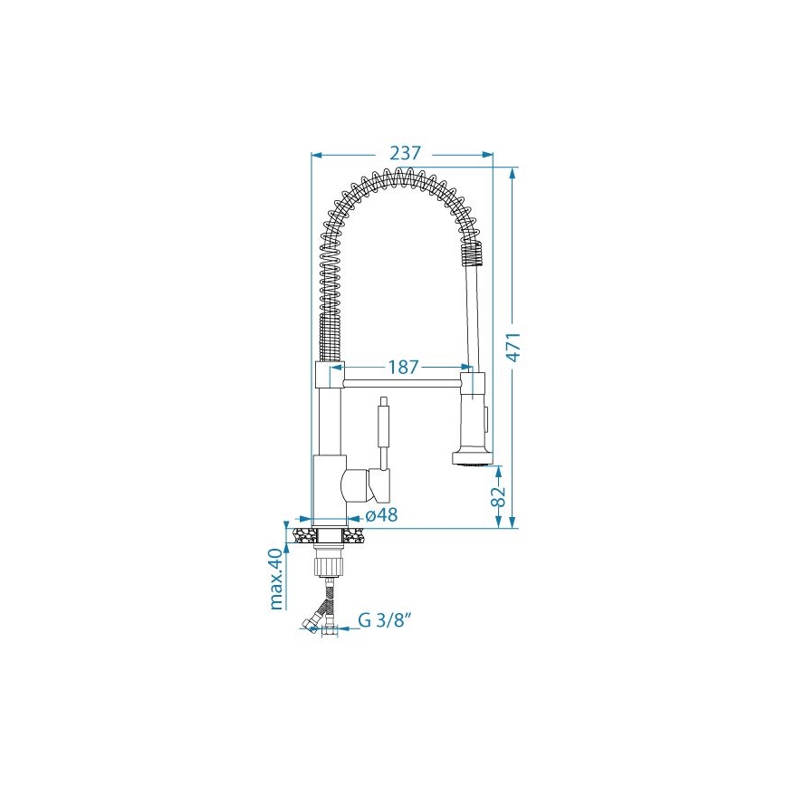 ALVEUS 1150886 - Drezová batéria s flexibilným ramienkom so sprškou URBAN 47,1 cm satén