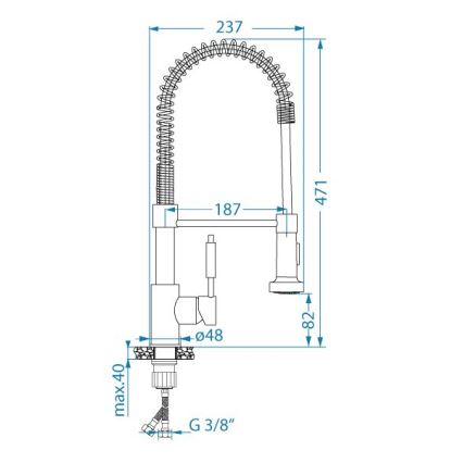 ALVEUS 1150887 - Drezová batéria s flexibilným ramienkom so sprškou URBAN 47,1 cm čierna