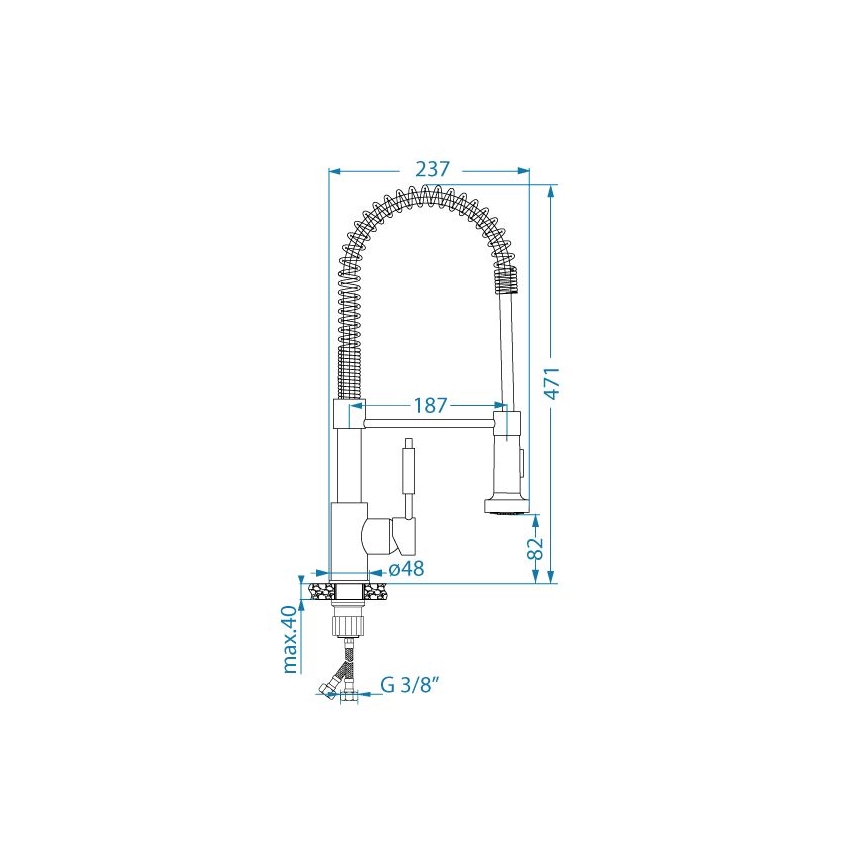 ALVEUS 1150887 - Drezová batéria s flexibilným ramienkom so sprškou URBAN 47,1 cm čierna