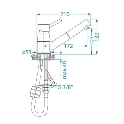 ALVEUS 1150888 - Drezová batéria s vyťahovacou sprškou NANO 13,9 cm lesklý chróm