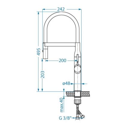 ALVEUS 1150892 - Drezová batéria s flexibilným ramienkom so sprškou MIRAGE 49,5 cm satén