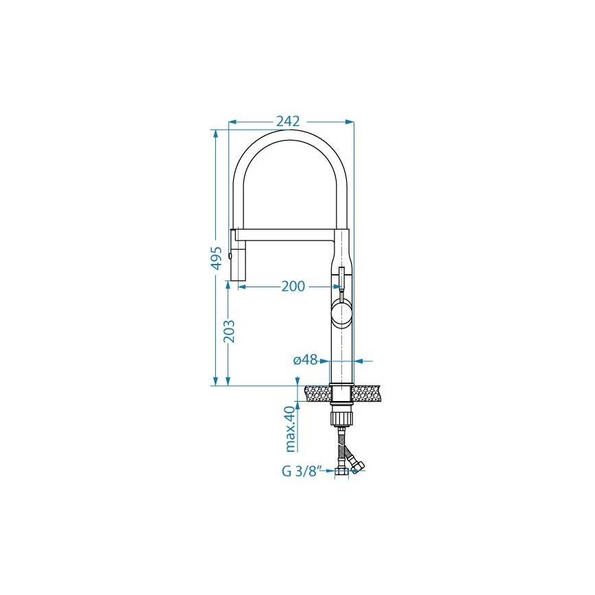 ALVEUS 1150892 - Drezová batéria s flexibilným ramienkom so sprškou MIRAGE 49,5 cm satén