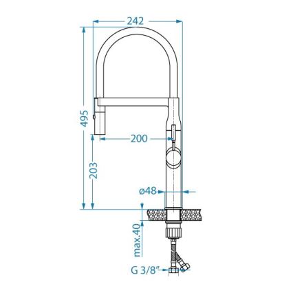 ALVEUS 1150893 - Drezová batéria s flexibilným ramienkom so sprškou MIRAGE 49,5 cm čierna