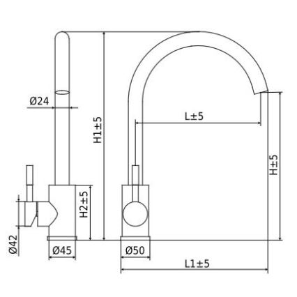 ALVEUS ES3508A - Drezová batéria VIOLA 36,7 cm nerez