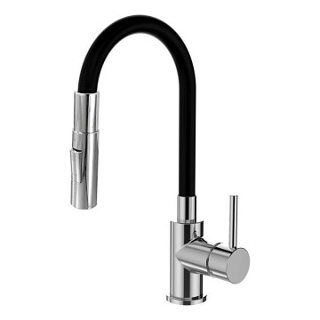 ALVEUS KI112111 - Drezová batéria s flexibilným ramienkom so sprchou BEA 47 cm lesklý chróm/čierna