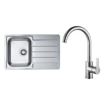 ALVEUS SET0026 - Kuchynský drez LINE 79x50 cm + drezová batéria TONIA 29,5 cm satin/lesklý chrom