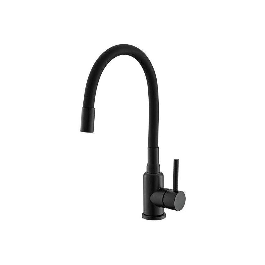 ALVEUS SETA23201 - Kuchynský drez ROCK 78x48 cm + drezová batéria s flexibilným ramienkom MINTAS 34 cm granit/matná čierna