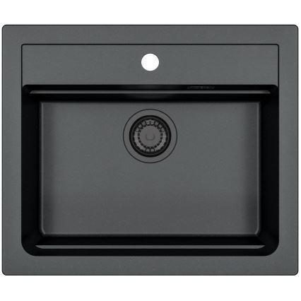 ALVEUS SETA23228 - Kuchynský drez ATROX 59x50 cm + drezová batéria s flexibilným ramienkom MINTAS 34 cm granit/matná čierna