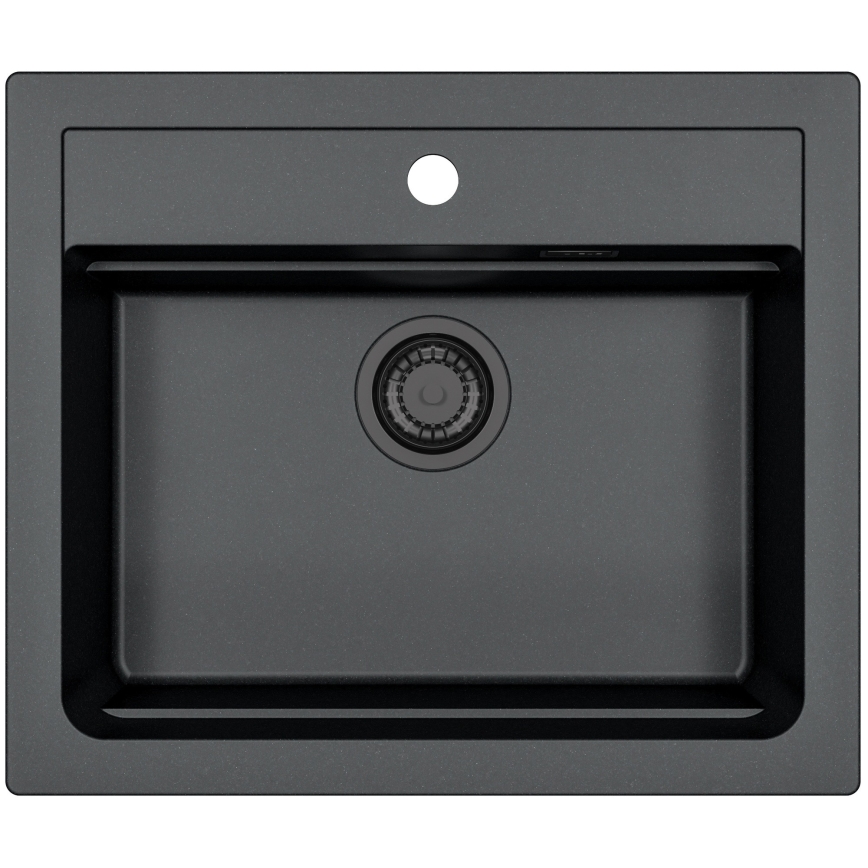 ALVEUS SETA23228 - Kuchynský drez ATROX 59x50 cm + drezová batéria s flexibilným ramienkom MINTAS 34 cm granit/matná čierna