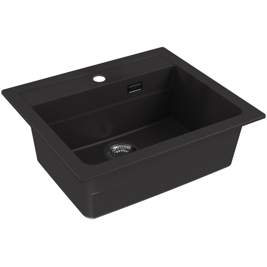ALVEUS SETA23228 - Kuchynský drez ATROX 59x50 cm + drezová batéria s flexibilným ramienkom MINTAS 34 cm granit/matná čierna