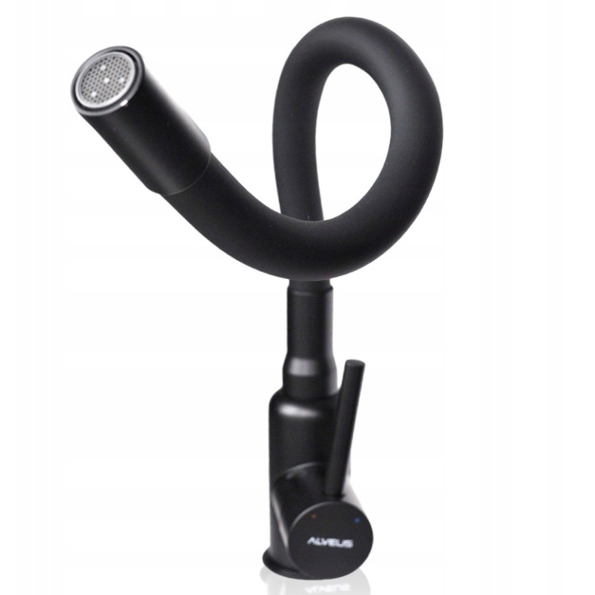 ALVEUS SETA23228 - Kuchynský drez ATROX 59x50 cm + drezová batéria s flexibilným ramenom MINTAS 34 cm granit/matná čierna