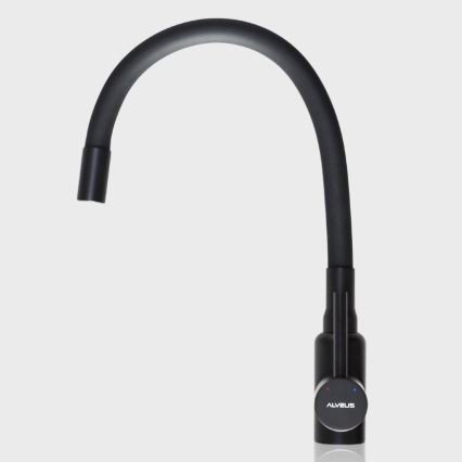 ALVEUS SETA23228 - Kuchynský drez ATROX 59x50 cm + drezová batéria s flexibilným ramenom MINTAS 34 cm granit/matná čierna