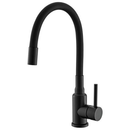 ALVEUS SETA23232 - Kuchynský drez CADIT 86x50 cm + drezová batéria s flexibilným ramienkom MINTAS 34 cm granit/matná čierna