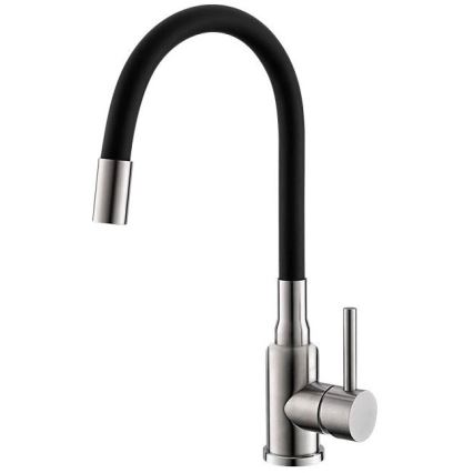 ALVEUS SETA24019 - Kuchynský drez CLASSIC 80x60 cm + drezová batéria s flexibilným ramienkom MINTAS 34 cm kartáčovaná oceľ/čierna