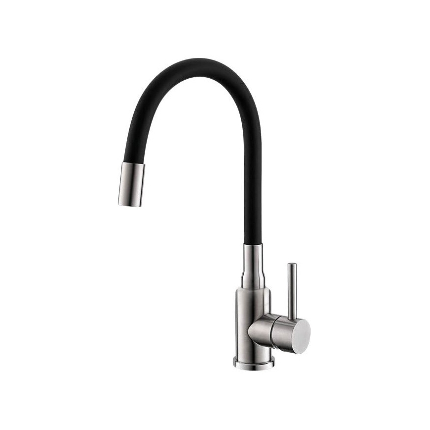 ALVEUS SETA24019 - Kuchynský drez CLASSIC 80x60 cm + drezová batéria s flexibilným ramienkom MINTAS 34 cm kartáčovaná oceľ/čierna
