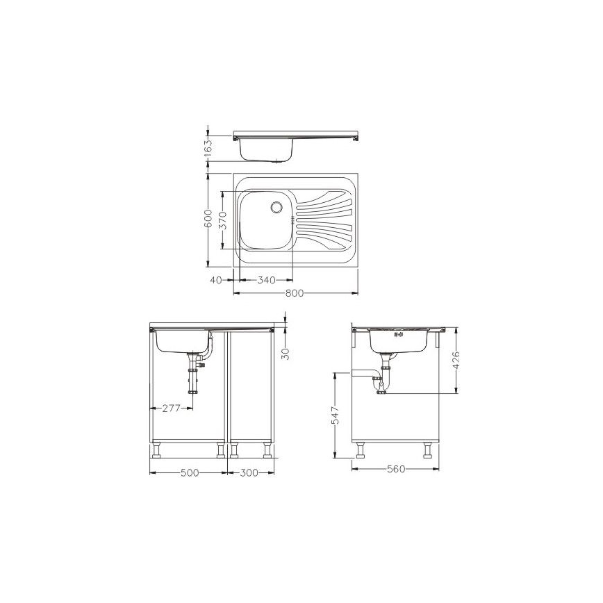 ALVEUS SETA24019 - Kuchynský drez CLASSIC 80x60 cm + drezová batéria s flexibilným ramienkom MINTAS 34 cm kartáčovaná oceľ/čierna