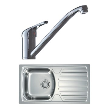 ALVEUS SETA259 - Kuchynský drez BASIC 78x43,5 cm + drezová batéria RIVIERA 14,8 cm satin/lesklý chróm
