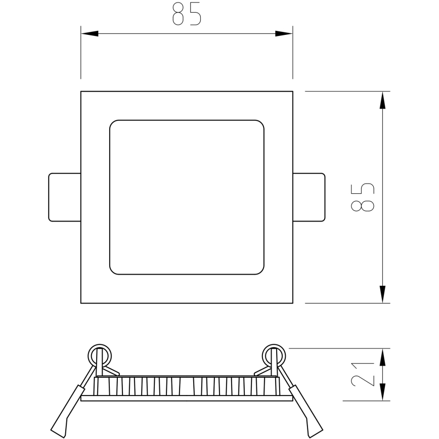 APLED - LED Kúpeľňové podhľadové svietidlo SQUARE LED/3W/230V IP41 85x85 mm