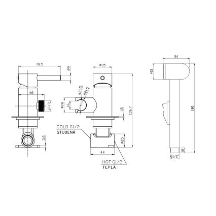 Aqualine - Bidetová batéria so sprškou na podomietkovú inštaláciu matná čierna