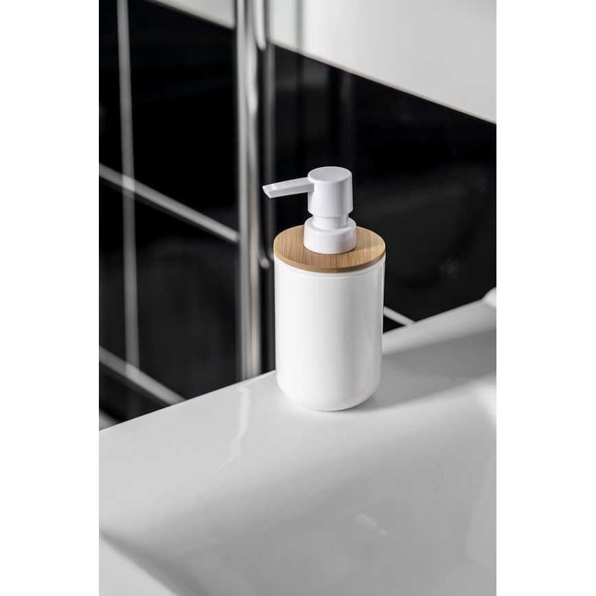 Aqualine - Dávkovač mydla SNOW 350 ml biela/bambus