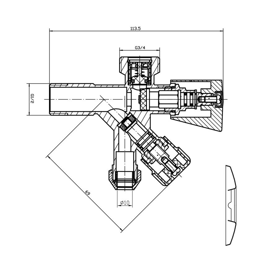 Aqualine - Kombinovaný ventil lesklý chróm
