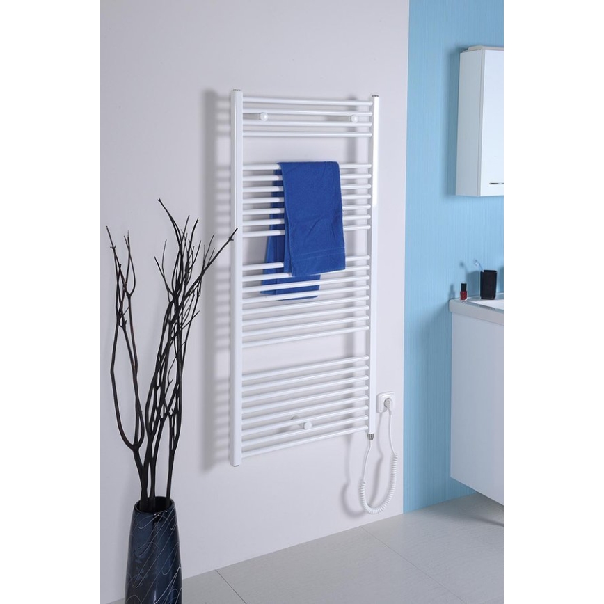 Aqualine - Kúpeľňový elektrický radiátor DIRECT-E 300W/230V 96 cm biela rovný