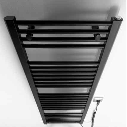 Aqualine - Kúpeľňový elektrický radiátor DIRECT-E 400W/230V 132 cm matná čierna rovný