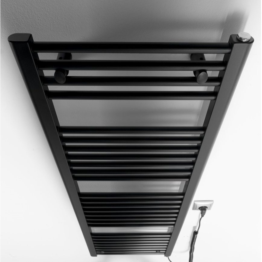Aqualine - Kúpeľňový elektrický radiátor DIRECT-E 400W/230V 132 cm matná čierna rovný