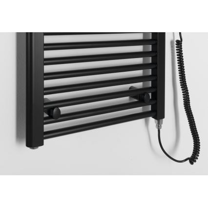 Aqualine - Kúpeľňový elektrický radiátor DIRECT-E 400W/230V 132 cm matná čierna rovný