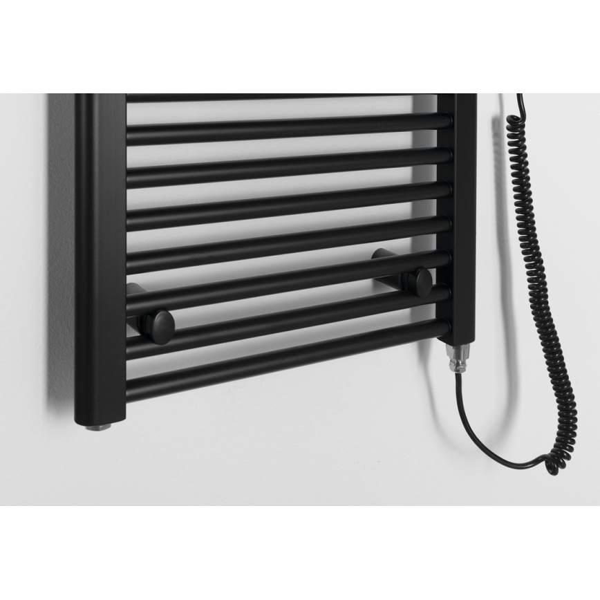 Aqualine - Kúpeľňový elektrický radiátor DIRECT-E 400W/230V 132 cm matná čierna rovný