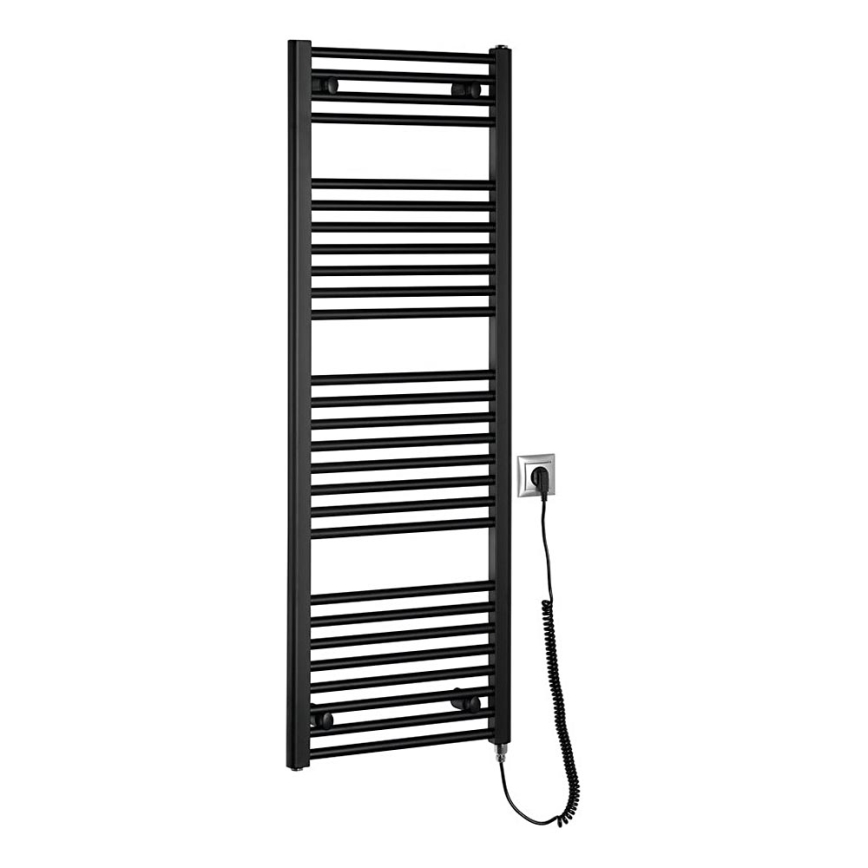Aqualine - Kúpeľňový elektrický radiátor DIRECT-E 400W/230V 132 cm matná čierna rovný