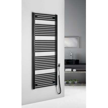 Aqualine - Kúpeľňový elektrický radiátor DIRECT-E 800W/230V 168 cm matná čierna rovný