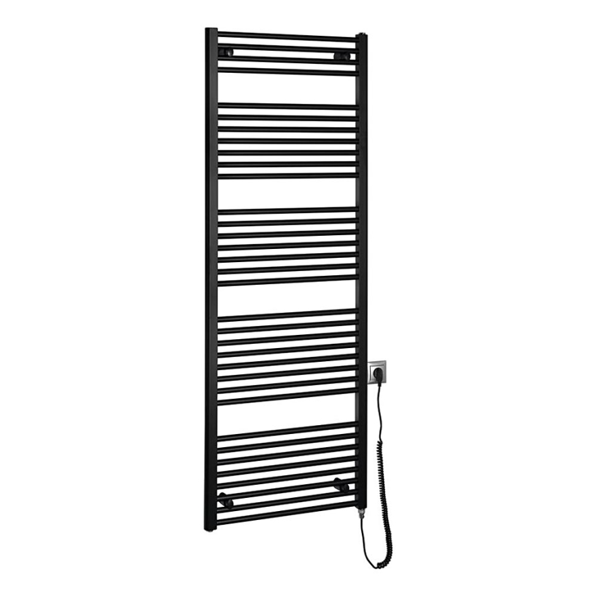 Aqualine - Kúpeľňový elektrický radiátor DIRECT-E 800W/230V 168 cm matná čierna rovný