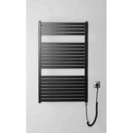 Aqualine - Kúpeľňový elektrický radiátor TONDI-E 400W/230V 97 cm matná čierna rovný