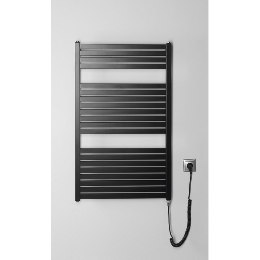 Aqualine - Kúpeľňový elektrický radiátor TONDI-E 400W/230V 97 cm matná čierna rovný