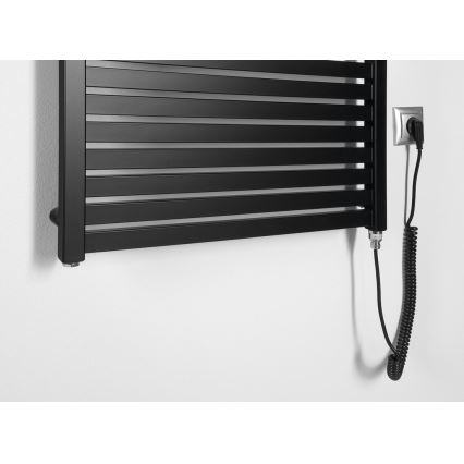 Aqualine - Kúpeľňový elektrický radiátor TONDI-E 400W/230V 97 cm matná čierna rovný