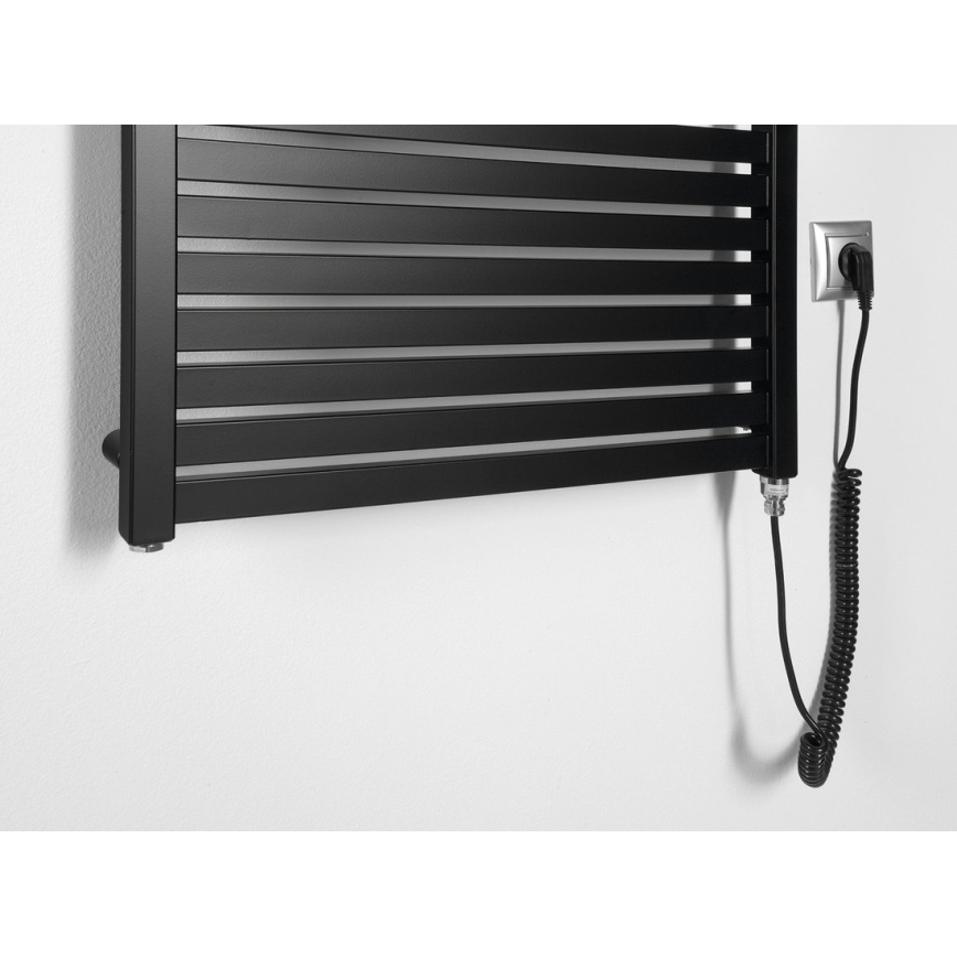Aqualine - Kúpeľňový elektrický radiátor TONDI-E 400W/230V 97 cm matná čierna rovný