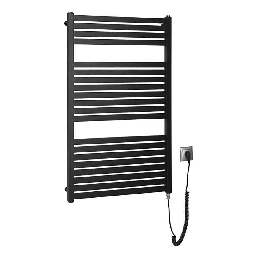 Aqualine - Kúpeľňový elektrický radiátor TONDI-E 400W/230V 97 cm matná čierna rovný