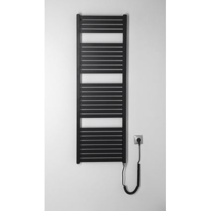 Aqualine - Kúpeľňový elektrický radiátor TONDI-E 500W/230V 133 cm matná čierna rovný