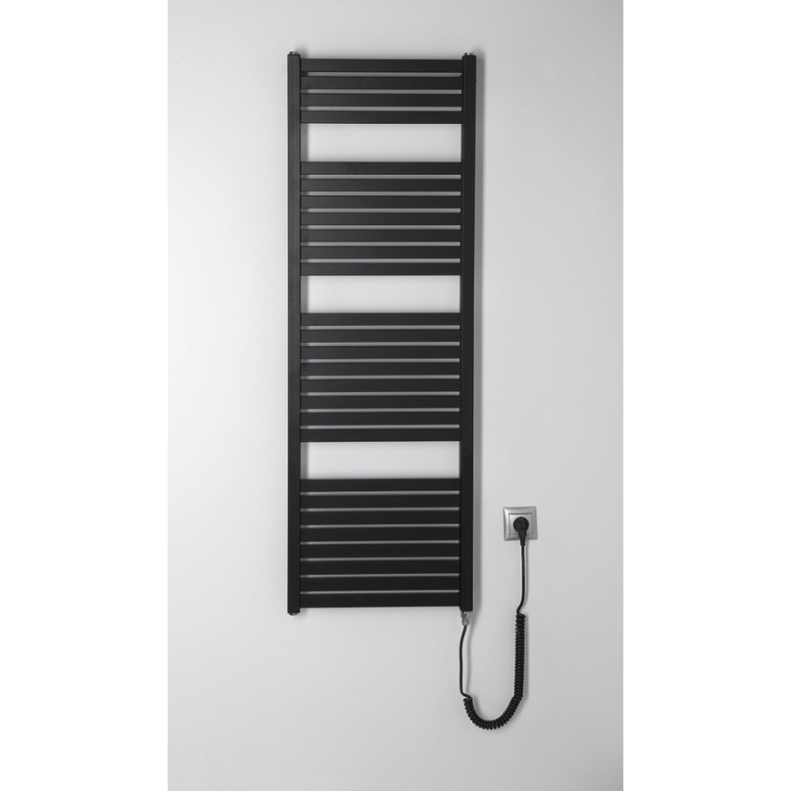 Aqualine - Kúpeľňový elektrický radiátor TONDI-E 500W/230V 133 cm matná čierna rovný