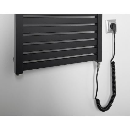 Aqualine - Kúpeľňový elektrický radiátor TONDI-E 500W/230V 133 cm matná čierna rovný