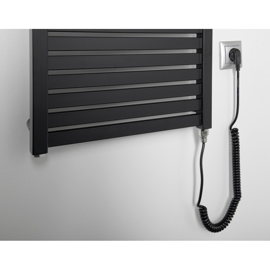 Aqualine - Kúpeľňový elektrický radiátor TONDI-E 500W/230V 133 cm matná čierna rovný