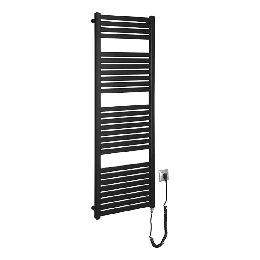 Aqualine - Kúpeľňový elektrický radiátor TONDI-E 500W/230V 133 cm matná čierna rovný