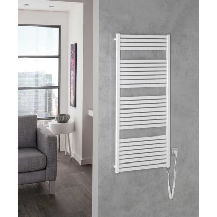 Aqualine - Kúpeľňový elektrický radiátor TONDI-E 600W/230V 133 cm biela rovný